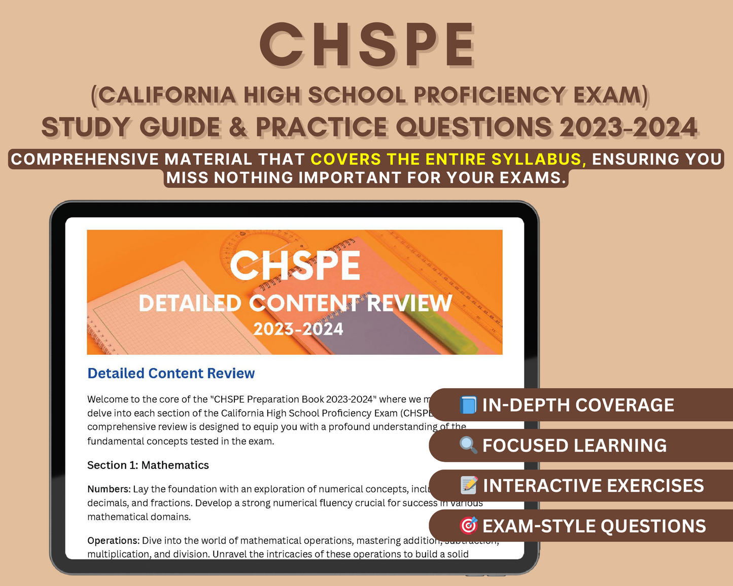 CHSPE Study Guide 2023-2024: In-Depth Content Review, and Practice Tests for California High School Proficiency Exam