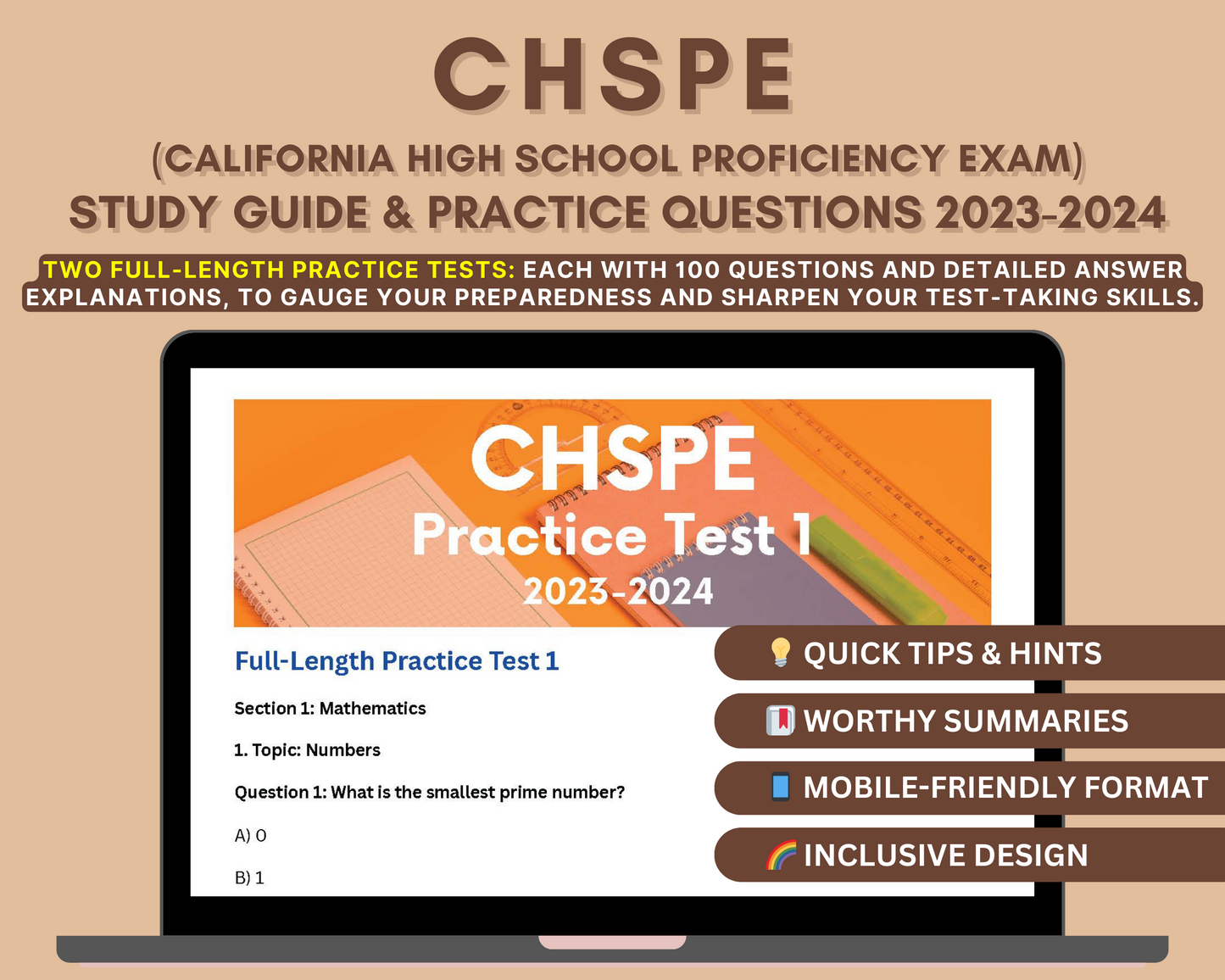 CHSPE Study Guide 2023-2024: In-Depth Content Review, and Practice Tests for California High School Proficiency Exam
