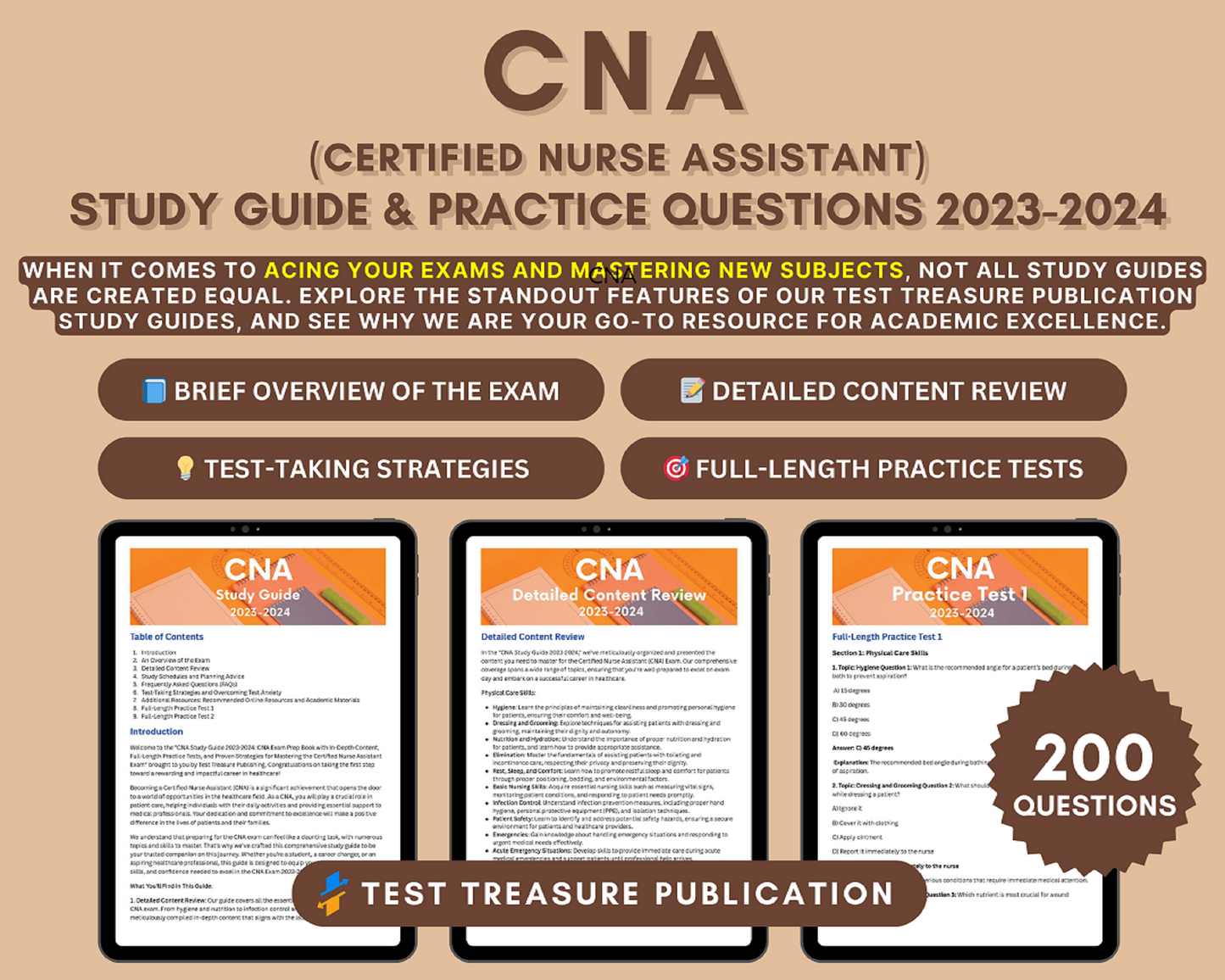 CNA Study Guide 2023-2024: Master the Certified Nurse Assistant Exam with In-Depth Content Review, and Practice Tests
