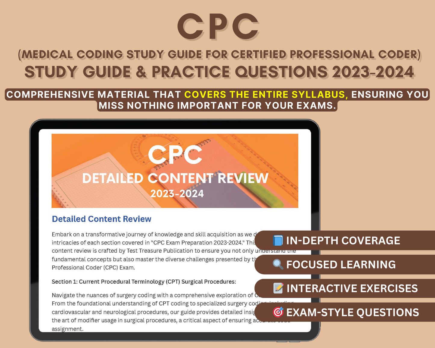 CPC Exam Study Guide 2023-2024: In-Depth Content Review, Practice Tests & Exam Tips for Certified Professional Coders