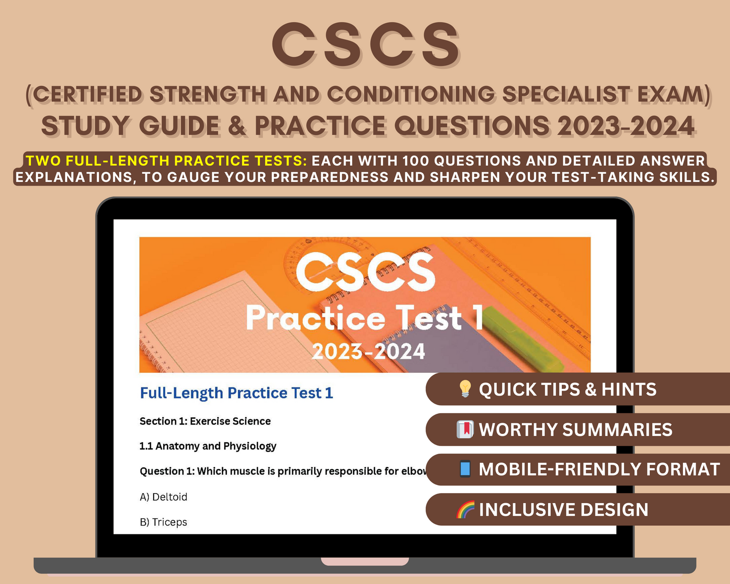 CSCS Exam Study Guide 2023-24: Master the Fitness Certification with In-Depth Content Review, Practice Tests & Exam Tips