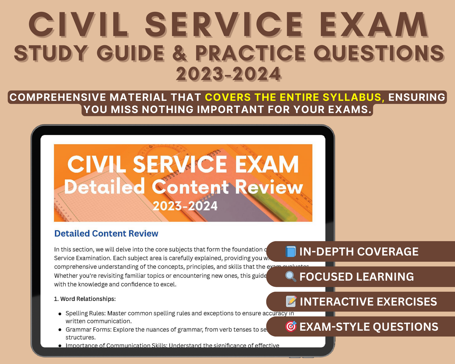 Civil Service Exam Prep 2023-2024: Master Key Subjects, 200+ Practice Questions, Detailed Answers and Strategies for Civil Service Aspirants