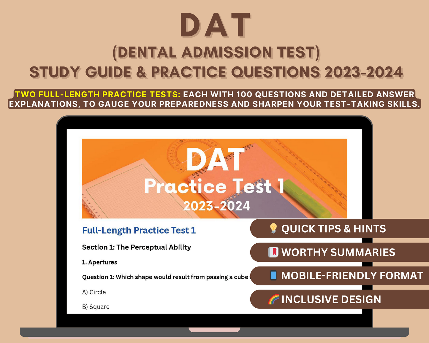 DAT Study Guide 2023-2024: In-Depth Content Review, Practice Tests & Exam Tips for Dental Admission Test | DAT Exam Prep