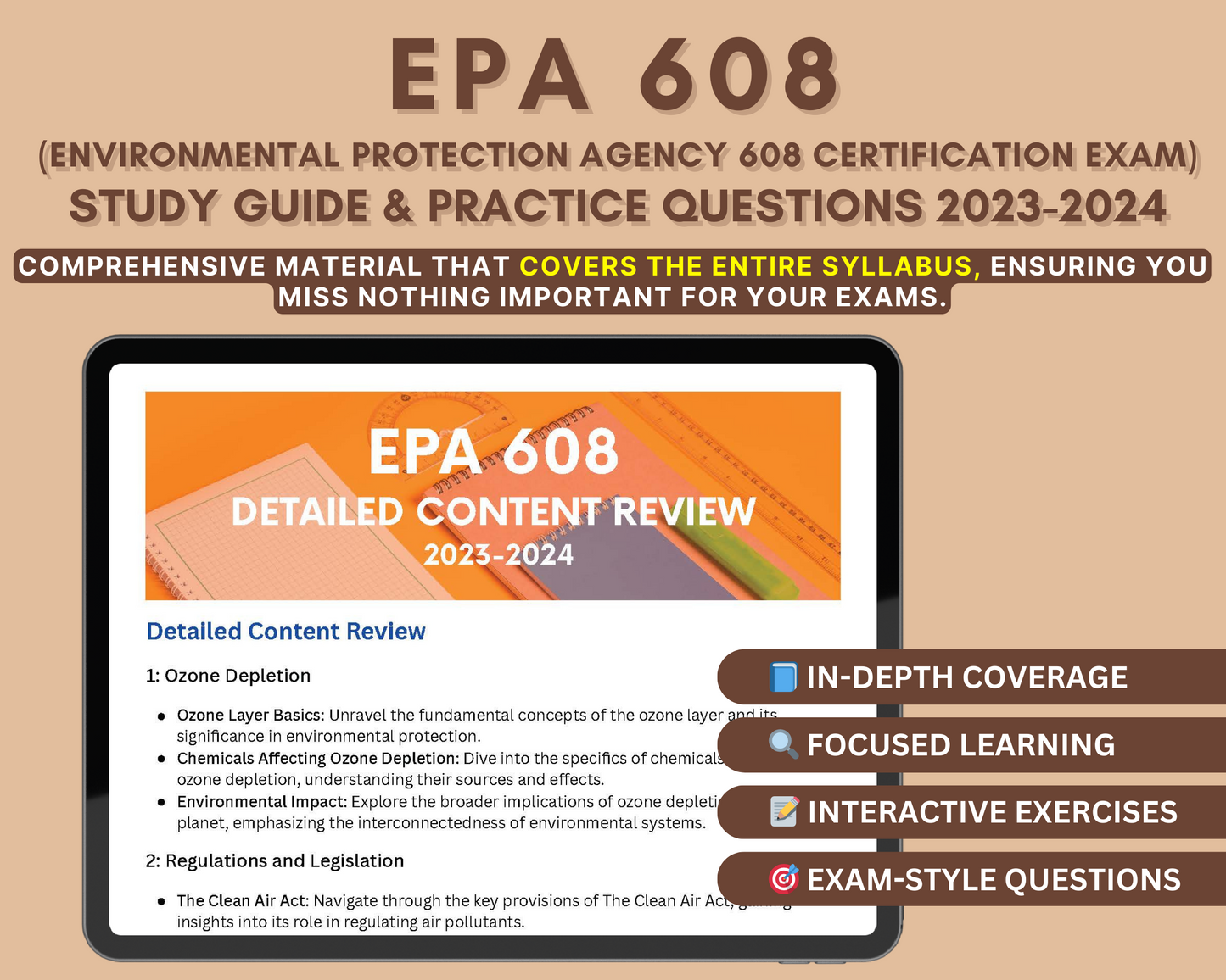 EPA 608 Certification 2023-2024: HVAC Mastery Guide With In-Depth Content Review, Practice Tests & Exam Strategies