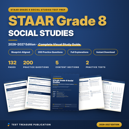 STAAR Grade 8 Social Studies Study Guide 2026–2027 | TEKS-Aligned Review + Practice Tests | Printable PDF