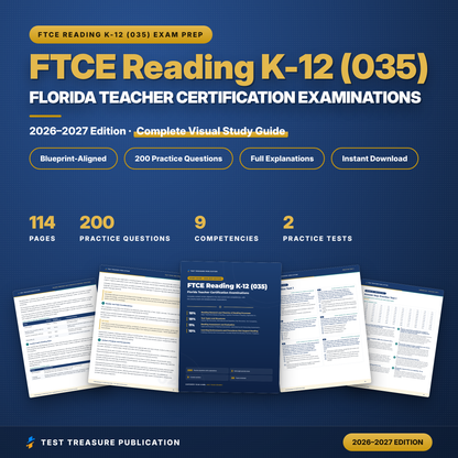 FTCE Reading K-12 (035) Study Guide 2026–2027 | Florida Teacher Certification Exam Prep, Illustrated, 200 Practice Questions (PDF)