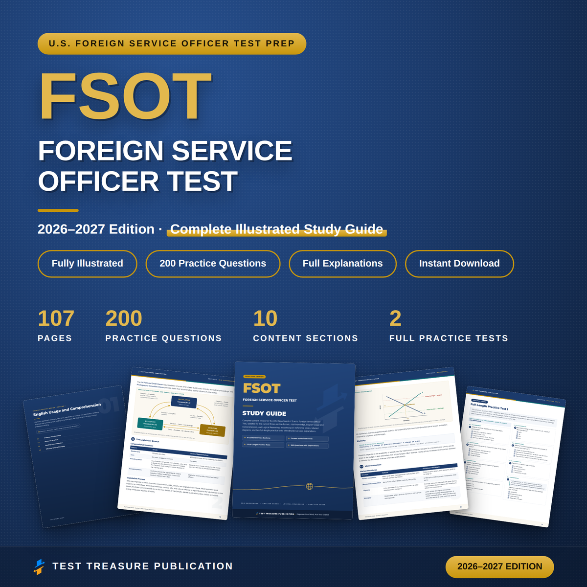 FSOT Study Guide 2026–2027 — Redesigned Illustrated Edition | 200 Practice Questions