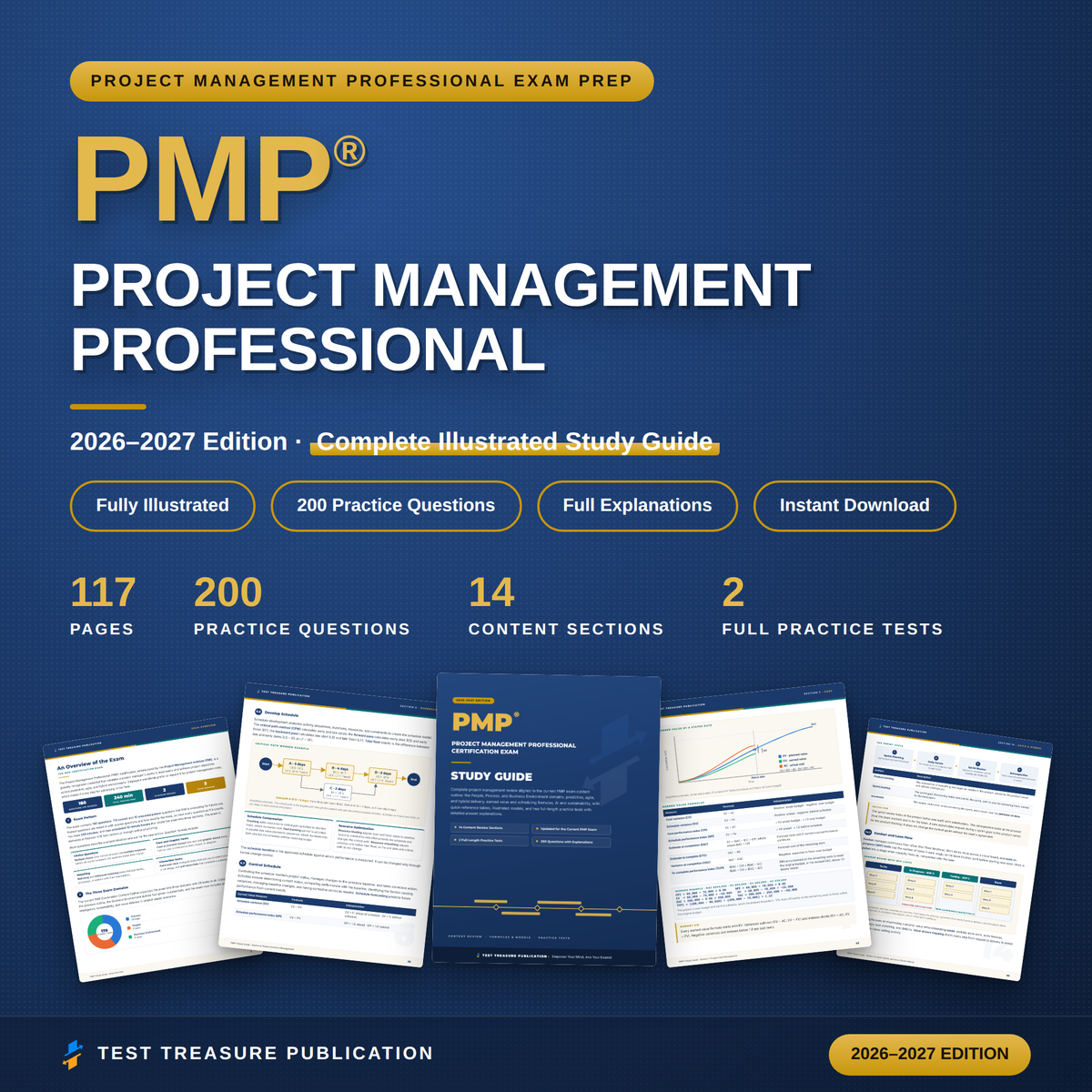 PMP Study Guide 2026–2027 — Redesigned Illustrated Edition | 200 Practice Questions