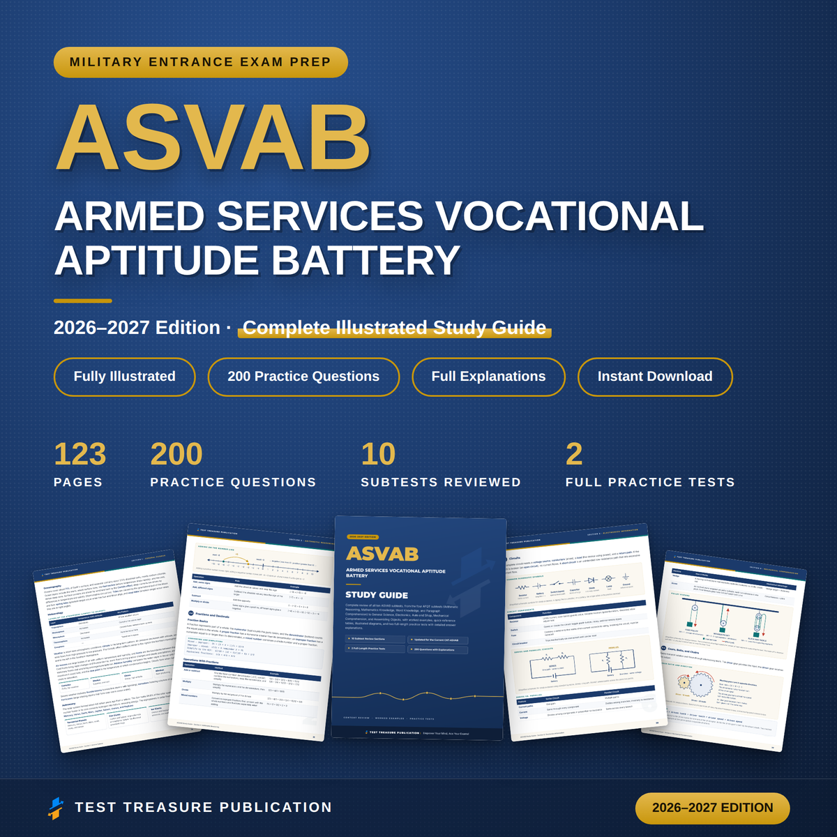 ASVAB Study Guide 2026–2027 — Redesigned Illustrated Edition | 200 Practice Questions