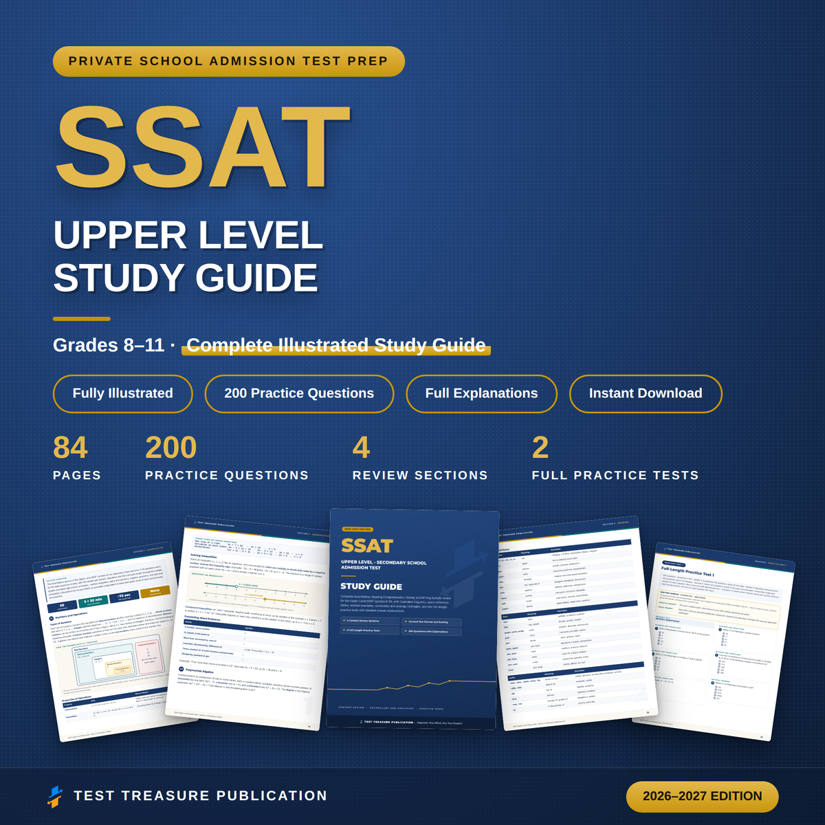 SSAT Upper Level Study Guide 2026–2027 — Redesigned Illustrated Edition | 200 Practice Questions