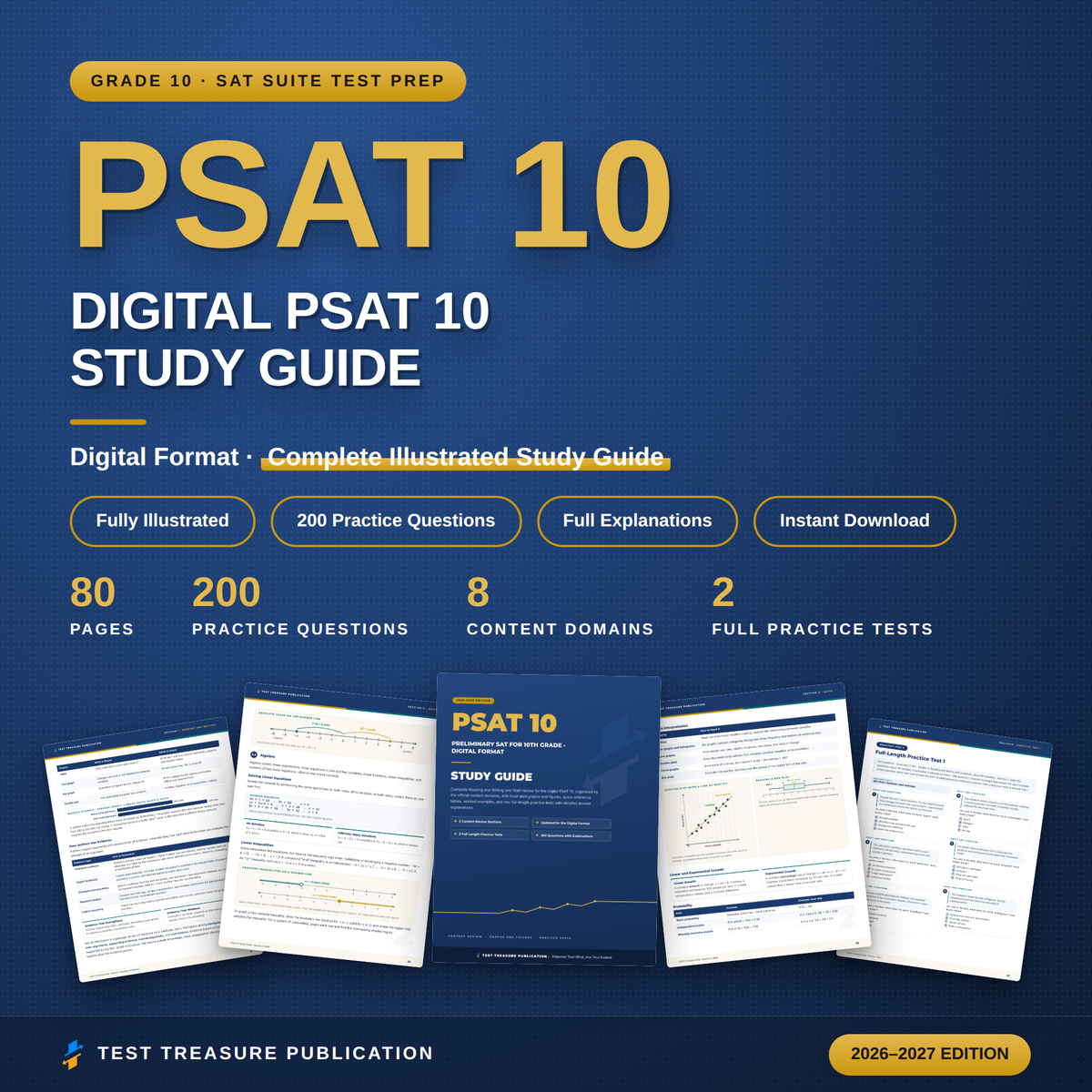 PSAT 10 Study Guide 2026–2027 — Redesigned Illustrated Edition | 200 Practice Questions