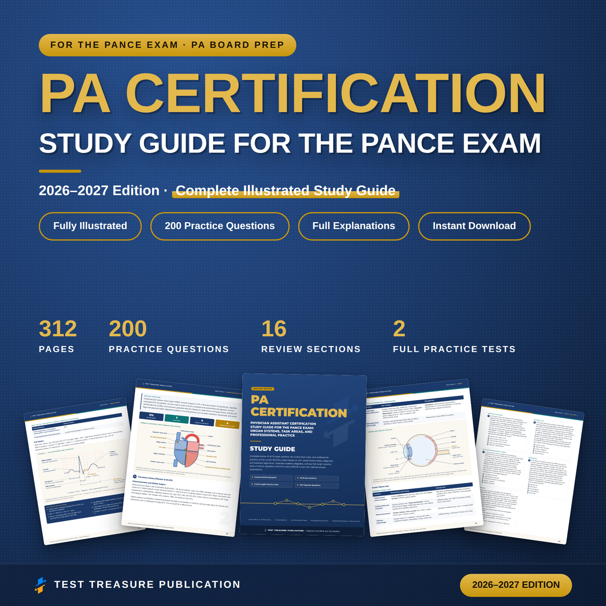 Physician Assistant Certification Study Guide 2026-2027 for the PANCE Exam, PA Board Review, 200 Practice Questions, Printable PDF