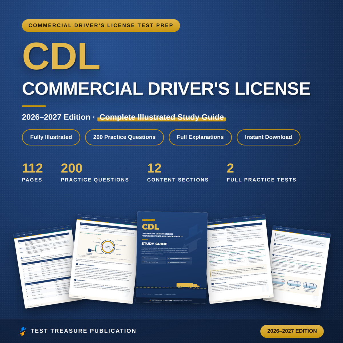 CDL Study Guide 2026–2027 — Redesigned Illustrated Edition | 200 Practice Questions