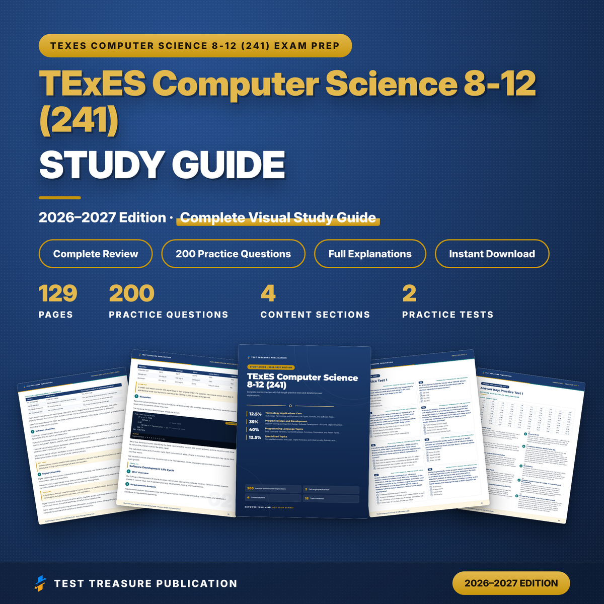 TExES Computer Science 8-12 (241) Study Guide 2026-2027 | Texas CS Teacher Certification Prep + 200 Practice Questions