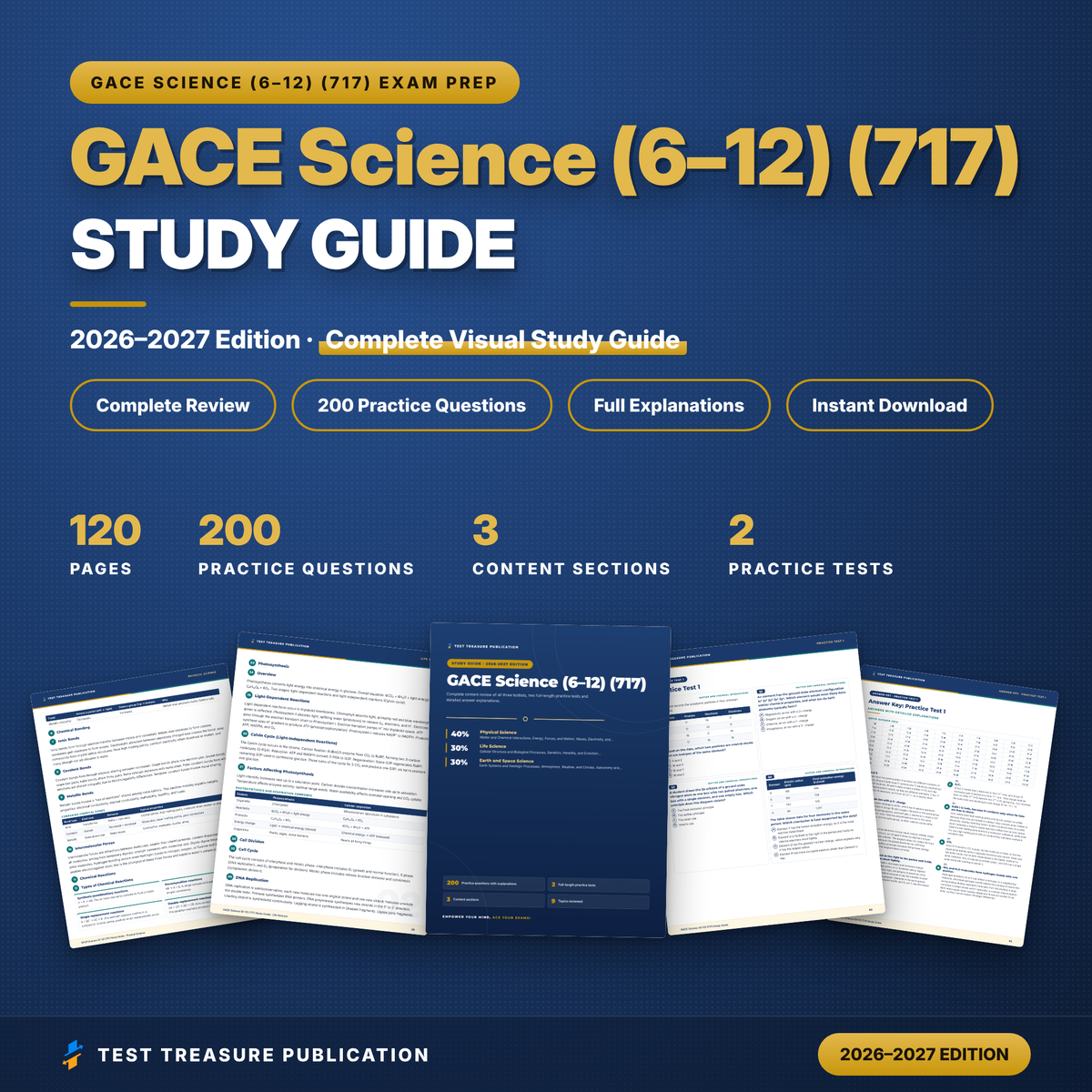 GACE Science 717 Study Guide 2026–2027 | GACE 6-12 Science Test Prep | Georgia Teacher Exam | 200 Practice Questions PDF