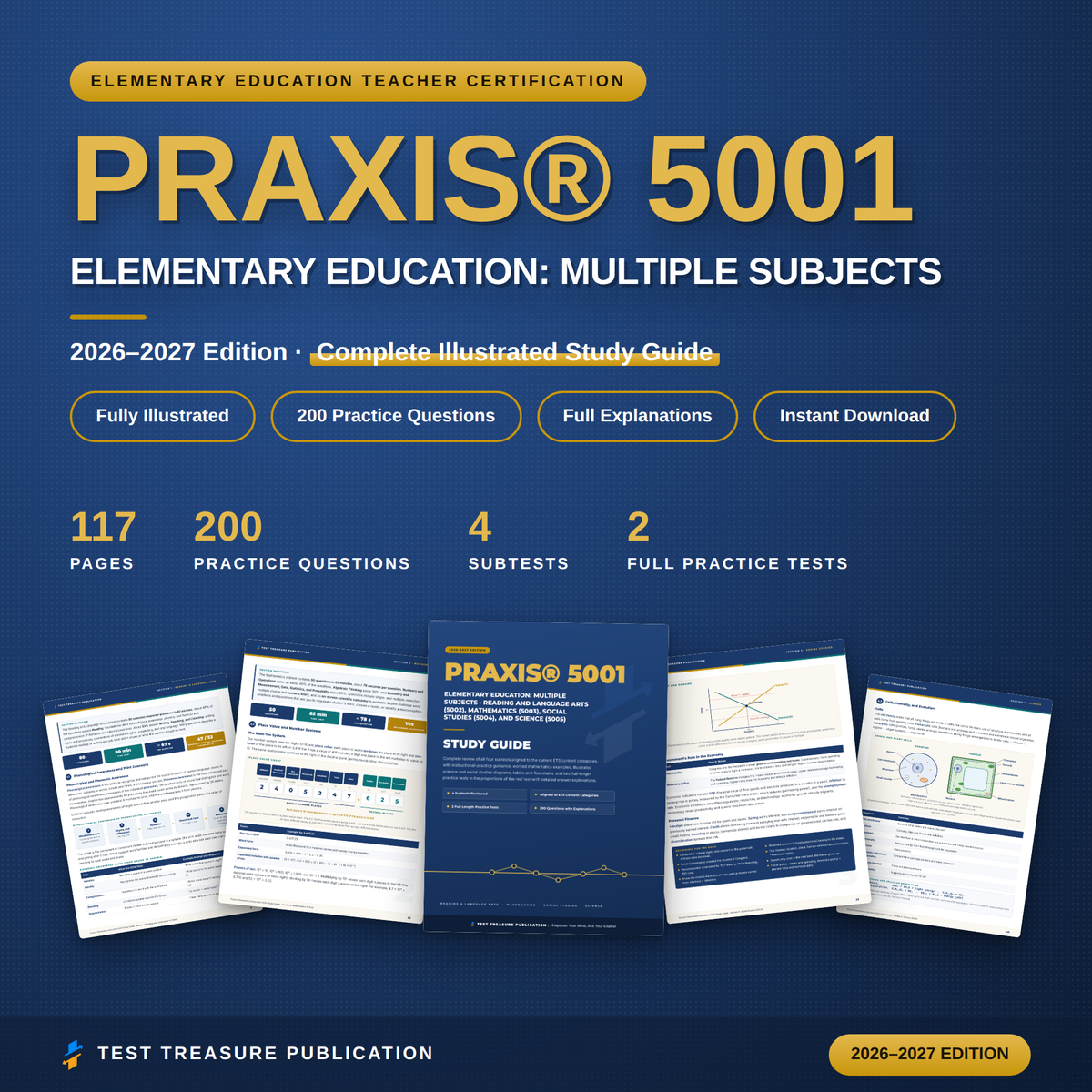 Praxis 5001 Elementary Education Study Guide 2026–2027 | 200 Practice Questions