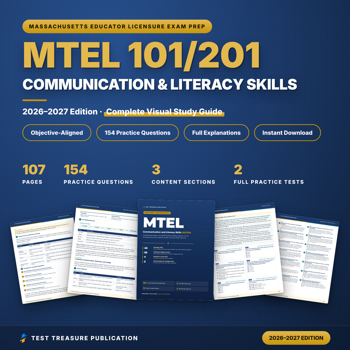 MTEL Communication and Literacy 101/201 Study Guide 2026–2027 | 2 Practice Tests