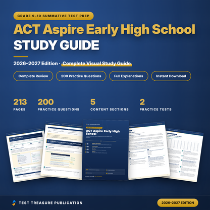 ACT Aspire Early High School Study Guide 2026–2027 | Illustrated Grade 9-10 Test Prep + Practice Tests (Printable PDF)