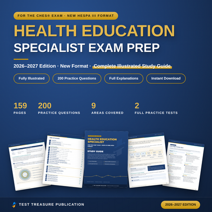 Health Education Specialist Study Guide 2026-2027 | HESPA III Nine Area Format for the CHES Exam | 200 Practice Questions PDF