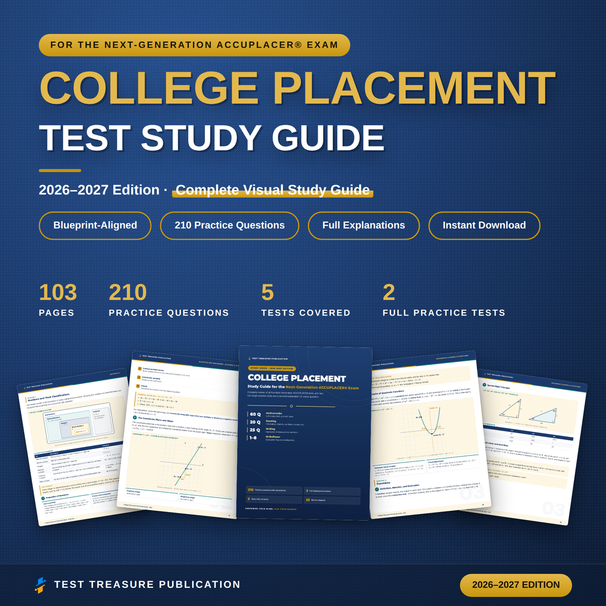 College Placement Test Study Guide 2026-2027 for Next-Gen ACCUPLACER, Math Reading Writing Review, 210 Practice Questions PDF