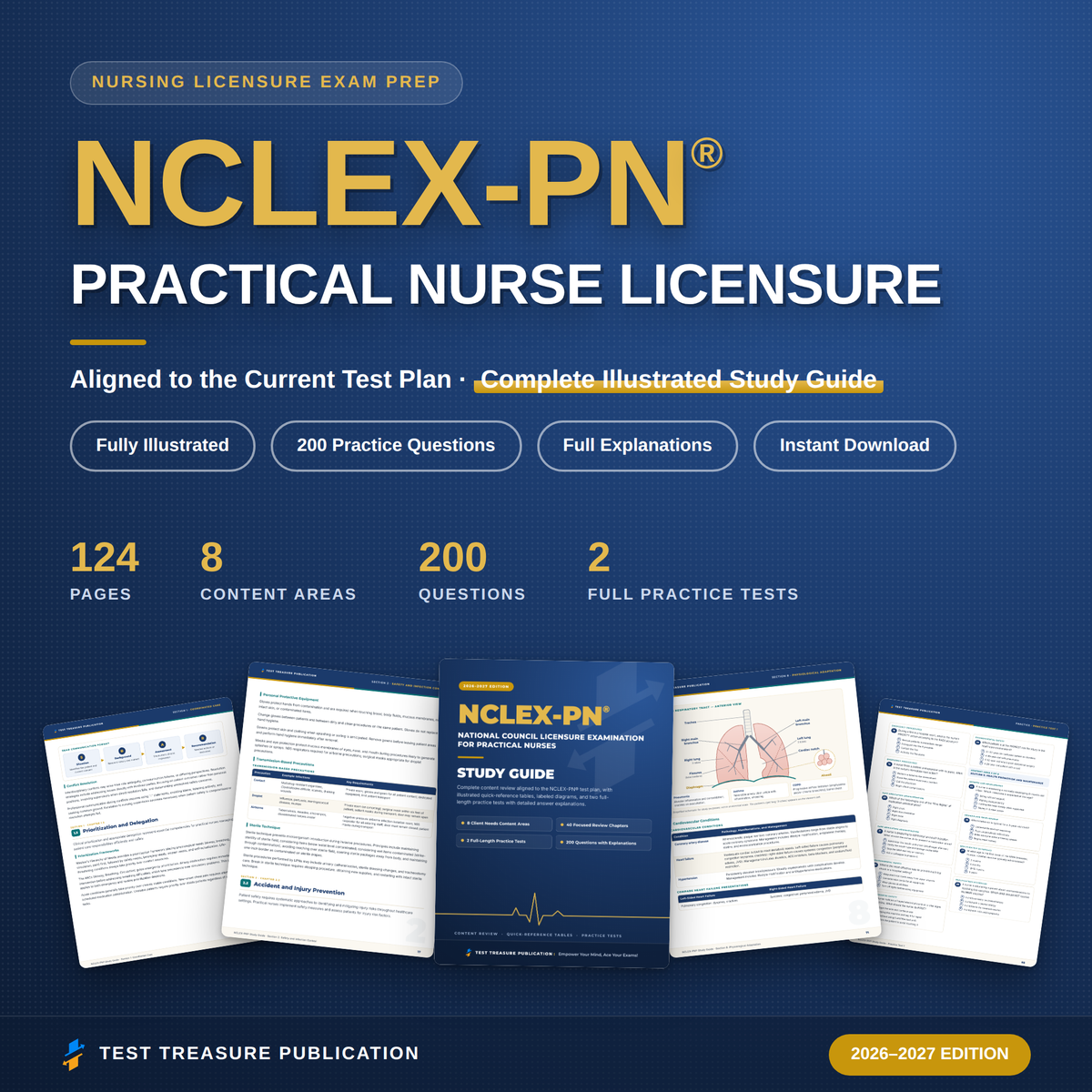 NCLEX-PN Study Guide 2026–2027 — Redesigned Illustrated Edition | 200 Practice Questions