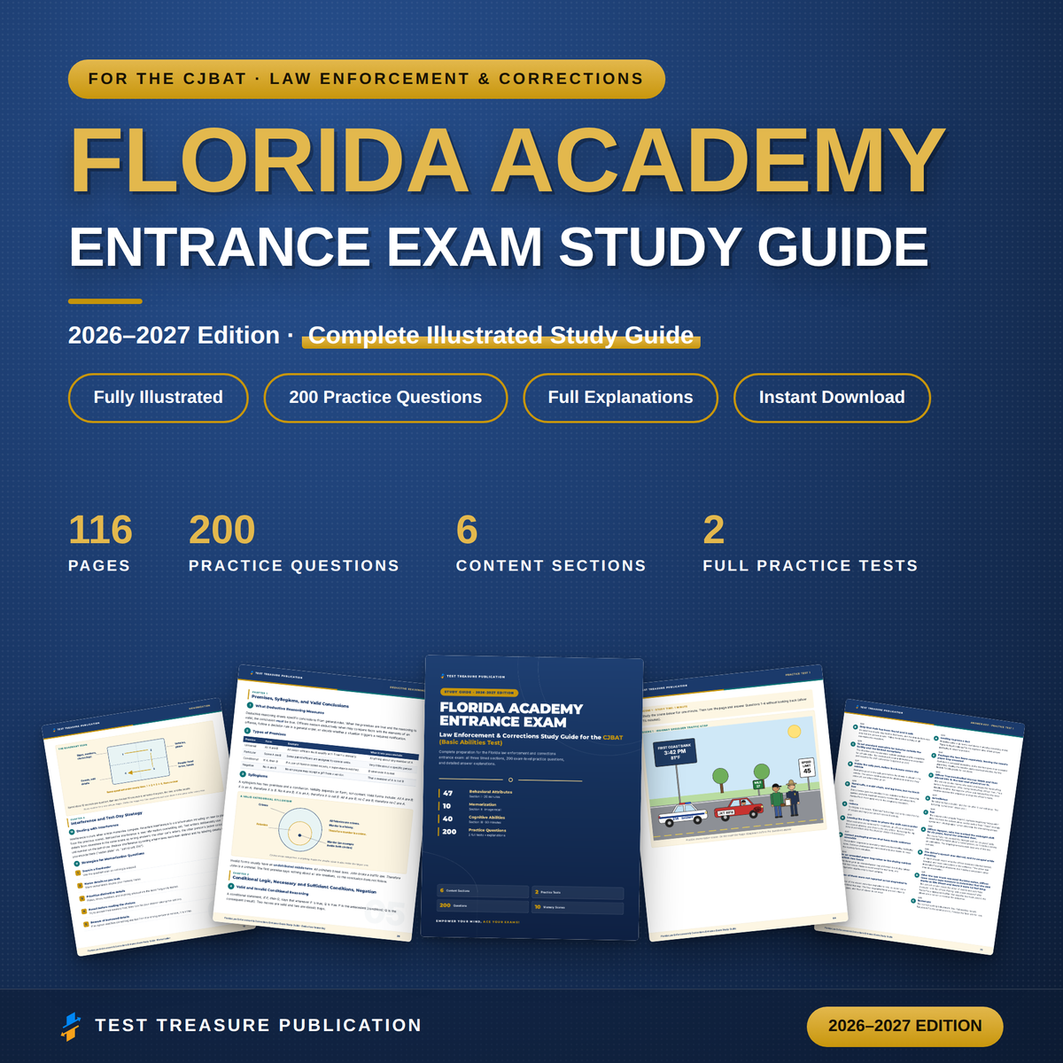 Florida Police & Corrections Academy Entrance Exam Study Guide 2026-2027, Basic Abilities Test Prep, 200 Practice Questions, PDF