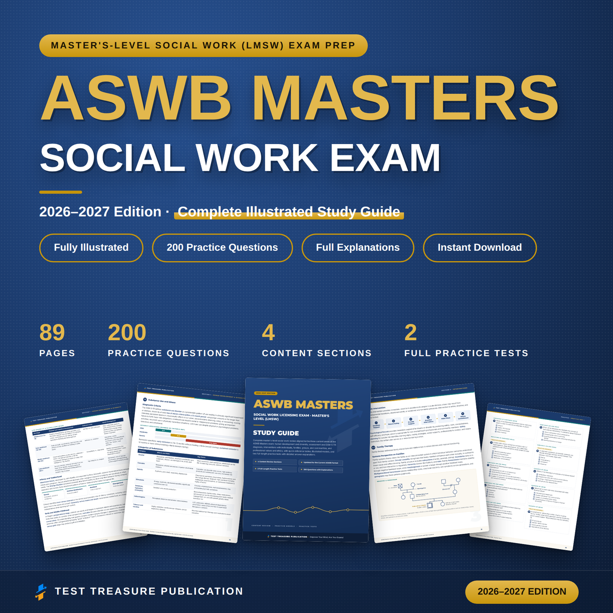 ASWB Masters Study Guide 2026–2027 — Redesigned Illustrated Edition | 200 Practice Questions