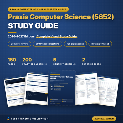 Praxis Computer Science 5652 Study Guide 2026–2027 | CS Teacher Certification Exam Prep | 200 Practice Questions | Printable PDF