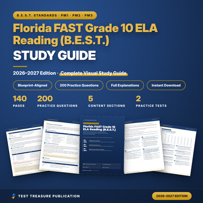 Florida FAST Grade 10 ELA Reading Study Guide 2026-2027 | B.E.S.T. 10th Grade Reading Test Prep + 2 Practice Tests