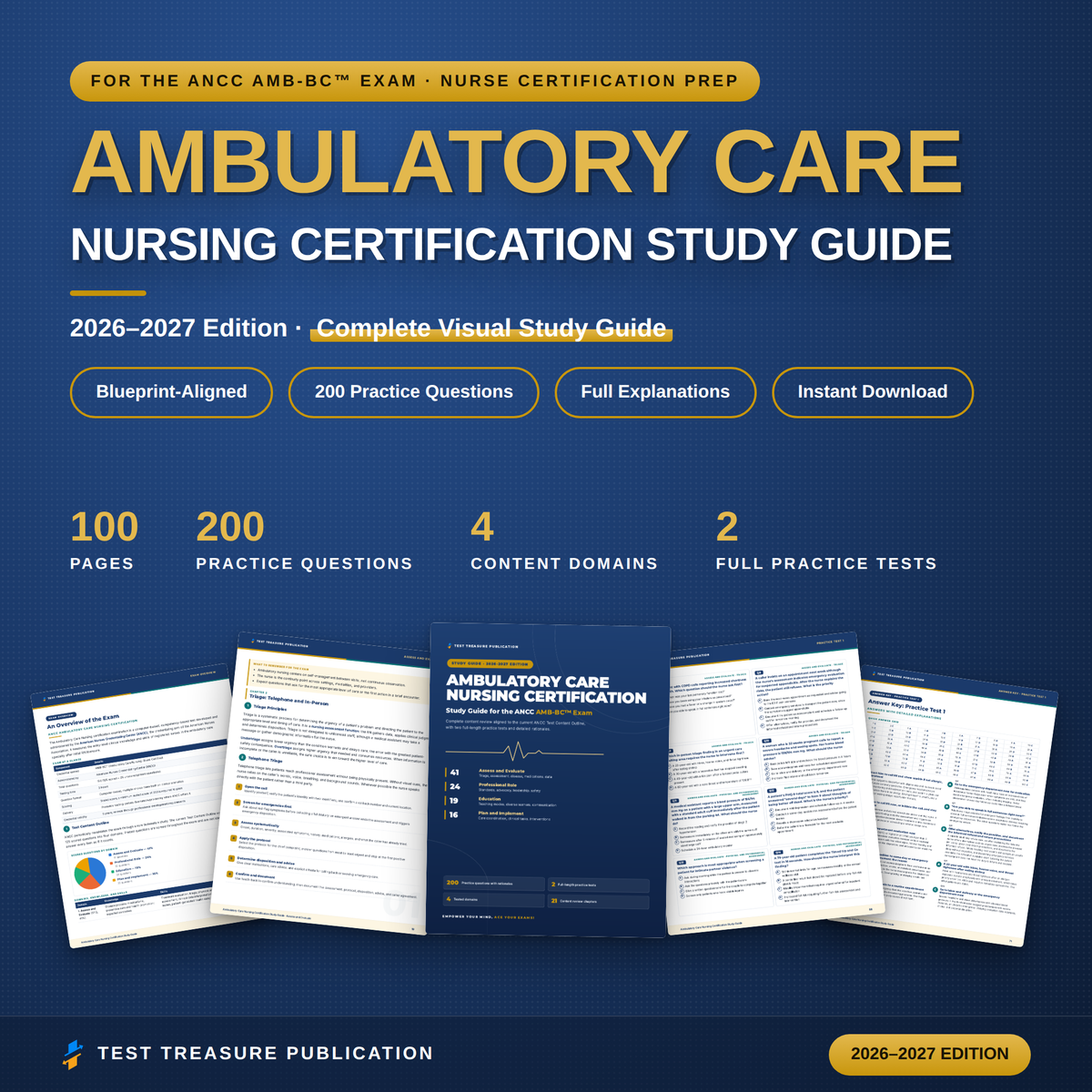 AMB-BC Certification Study Guide 2026-2027, Ambulatory Care Nursing Board Certification Review, ANCC Exam Prep, 200 Questions, PDF