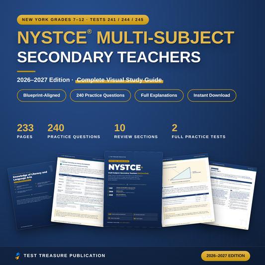 NYSTCE Secondary Teachers 241/244/245 Study Guide 2026–2027 | 240 Practice Questions