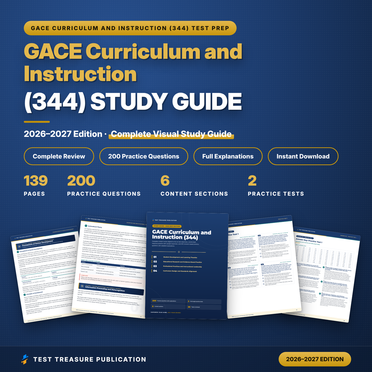 GACE Curriculum and Instruction 344 Study Guide 2026–2027 | Georgia Certificate Upgrade Test Prep | Constructed Response Practice | PDF