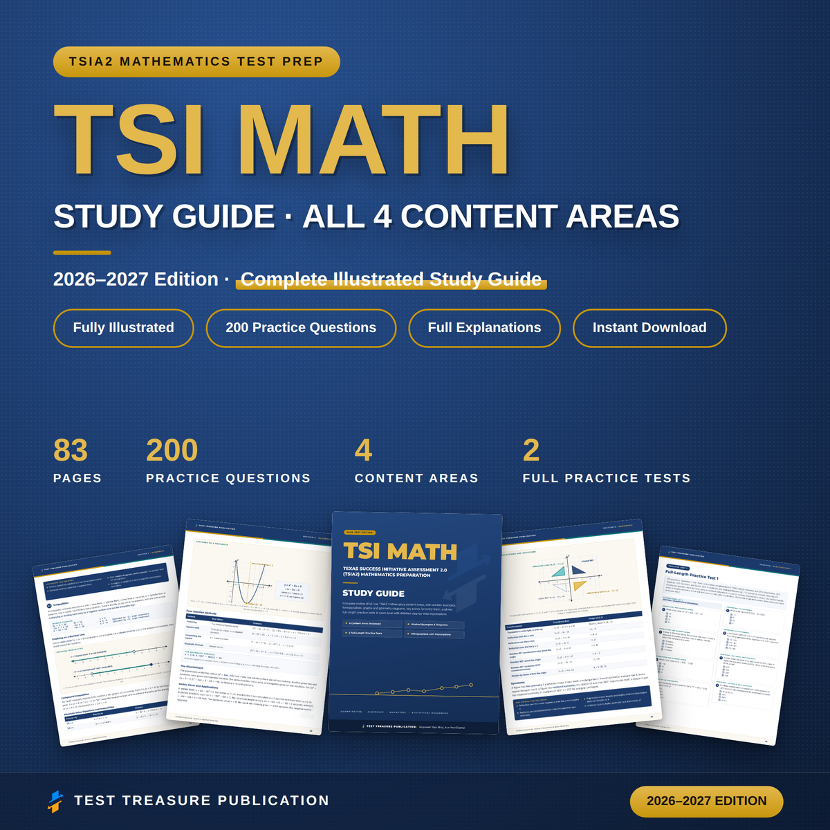 TSI Math Study Guide 2026–2027 — Redesigned Illustrated Edition | 200 Practice Questions
