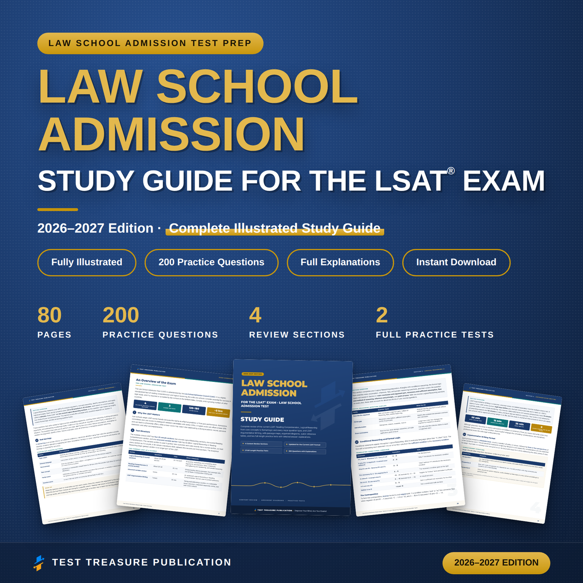 Law School Admission Study Guide for the LSAT Exam 2026-2027 | Pre-Law Test Prep Workbook | 200 Practice Questions PDF
