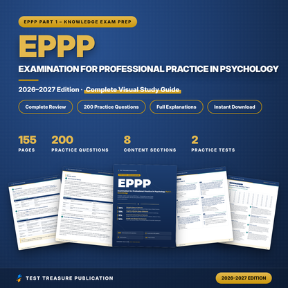 EPPP Study Guide 2026–2027 | EPPP Part 1 Knowledge Exam Review + 200 Practice Questions | Psychology Licensing Exam | Printable PDF