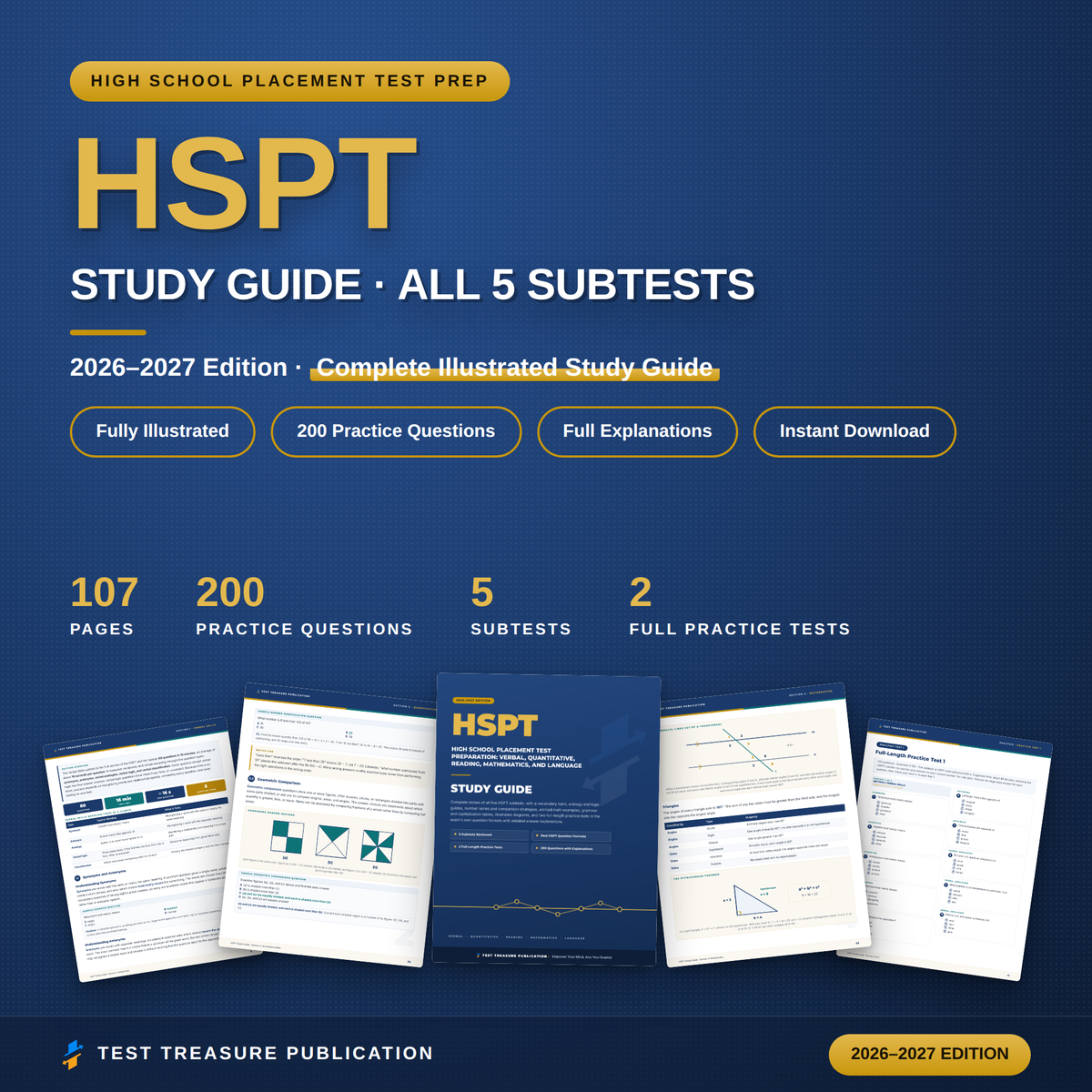 HSPT Study Guide 2026–2027 — Redesigned Illustrated Edition | 200 Practice Questions
