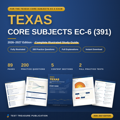 Texas Core Subjects EC-6 Study Guide 2026-2027 for the TExES Exam | All 5 Subtests 901-905 | 200 Practice Questions | Texas Teacher PDF