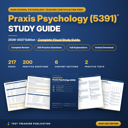 Praxis Psychology (5391) Study Guide 2026–2027 | Psychology Teacher Certification Exam Prep + Practice Tests
