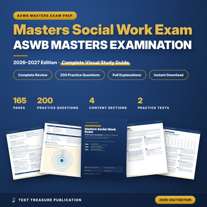 Masters Social Work Exam Study Guide 2026–2027 | ASWB Masters Review + 200 Practice Questions | Printable PDF