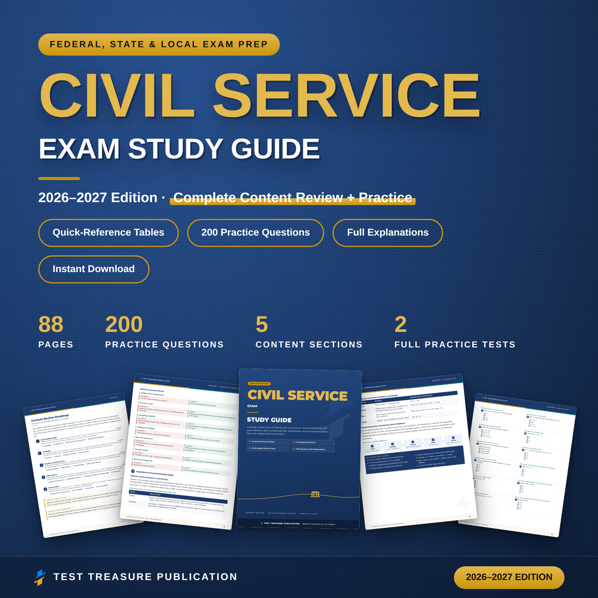 Civil Service Exam Study Guide 2026–2027 — Redesigned Illustrated Edition | 200 Practice Questions
