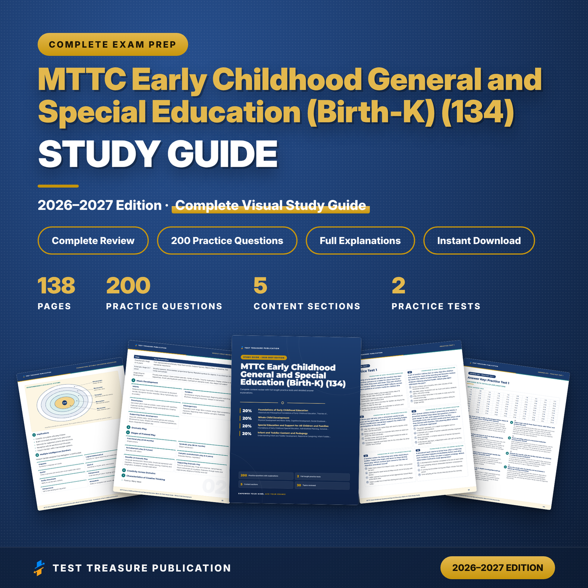 MTTC Early Childhood Birth-K 134 Study Guide 2026–2027 | Michigan Early Childhood General & Special Ed Test Prep | 200 Practice Questions