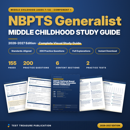 NBPTS Generalist Middle Childhood Study Guide 2026-2027 | National Board Certification Component 1 Prep + 200 Practice Questions