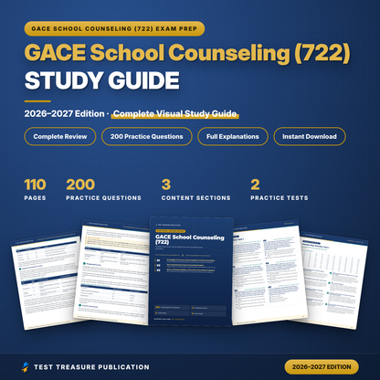 GACE School Counseling 722 Study Guide 2026-2027, 200 Practice Questions, Georgia School Counselor Certification Test Prep PDF