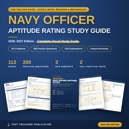 Navy Officer Aptitude Rating Study Guide 2026-2027 for the OAR, Officer Candidate School Test Prep, 200 Practice Questions, Printable PDF