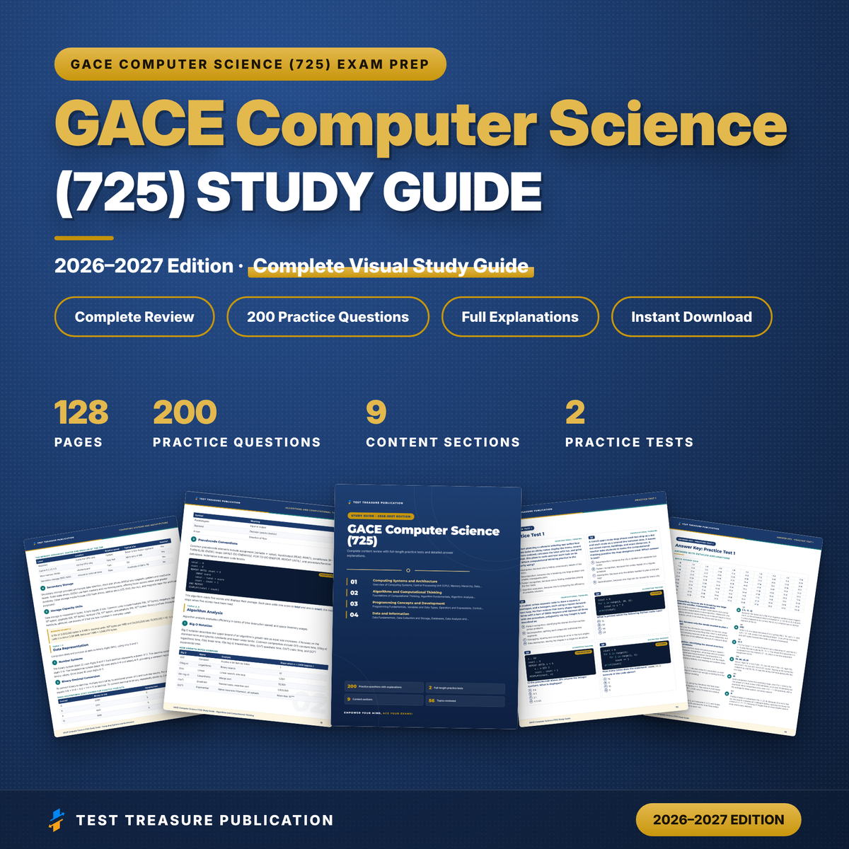 GACE Computer Science 725 Study Guide 2026–2027 | Georgia CS Teacher Exam Prep | 200 Practice Questions | Printable PDF