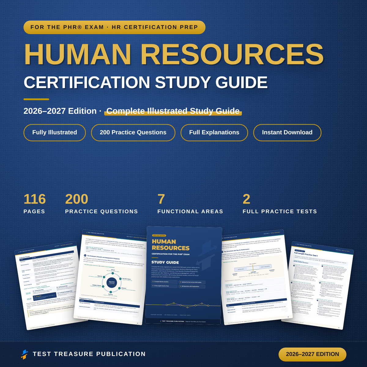 Human Resources Certification Study Guide 2026-2027, HR Exam Review for the PHR Exam, HR Practice Tests, 200 Questions, Printable PDF
