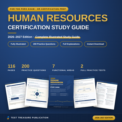 Human Resources Certification Study Guide 2026-2027, HR Exam Review for the PHR Exam, HR Practice Tests, 200 Questions, Printable PDF