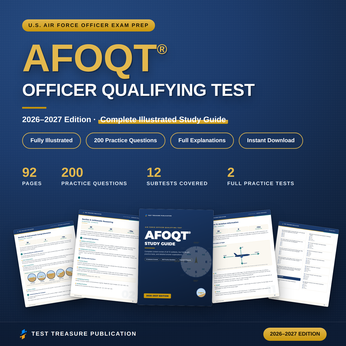 AFOQT Study Guide 2026–2027 — Redesigned Illustrated Edition | 200 Practice Questions