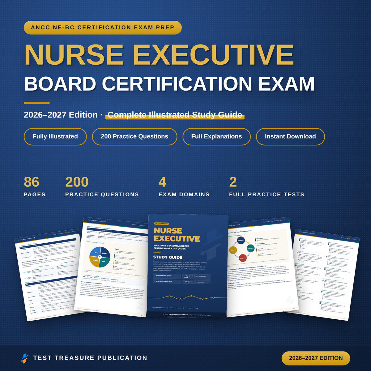 Nurse Executive NE-BC Study Guide 2026–2027 — Redesigned Illustrated Edition | 200 Practice Questions