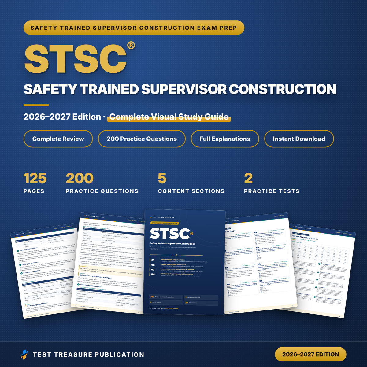 STSC Exam Study Guide 2026–2027 | Safety Trained Supervisor Construction Prep, BCSP Blueprint + 2 Practice Tests (200 Questions)